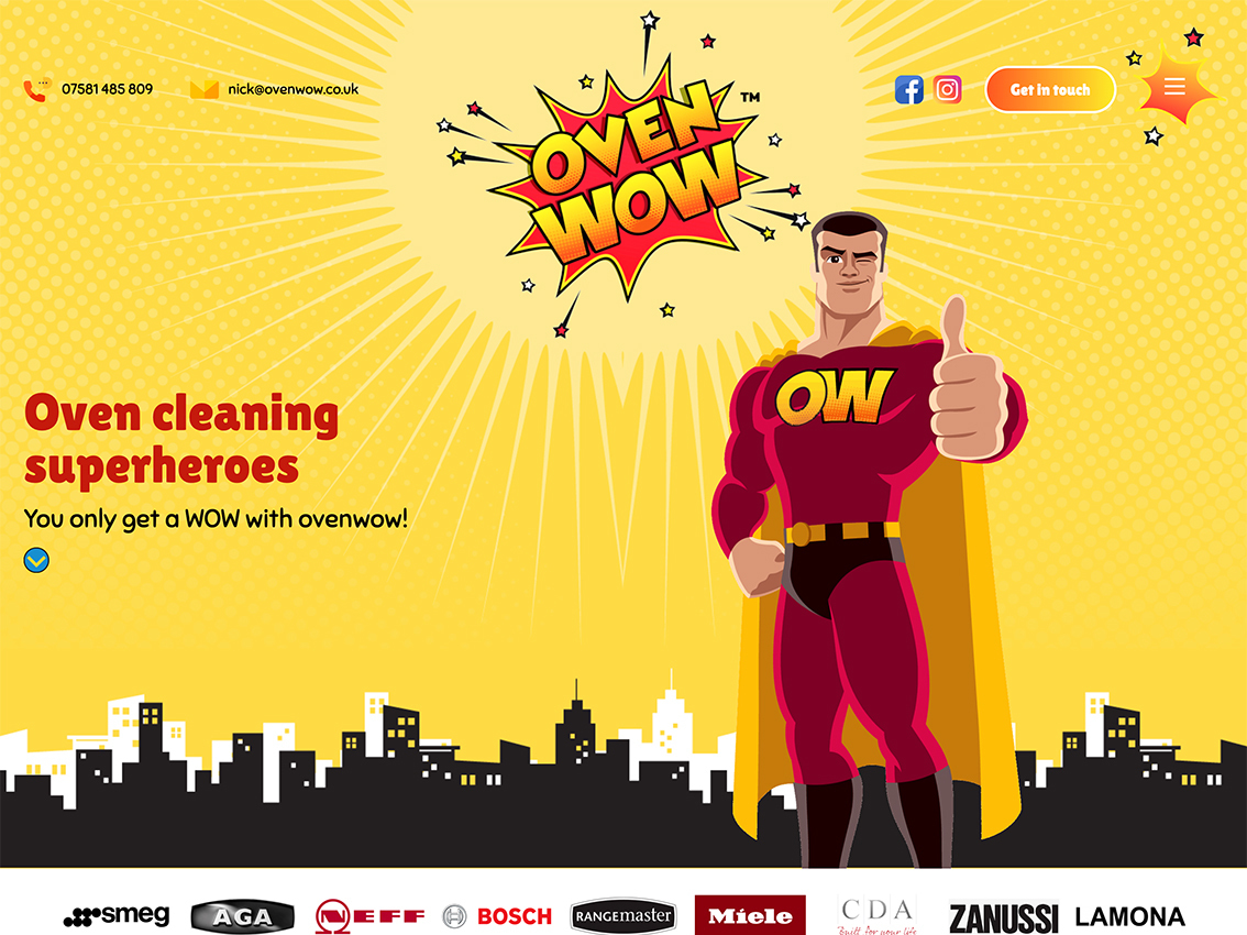 Oven Cleaning Superheroes website design