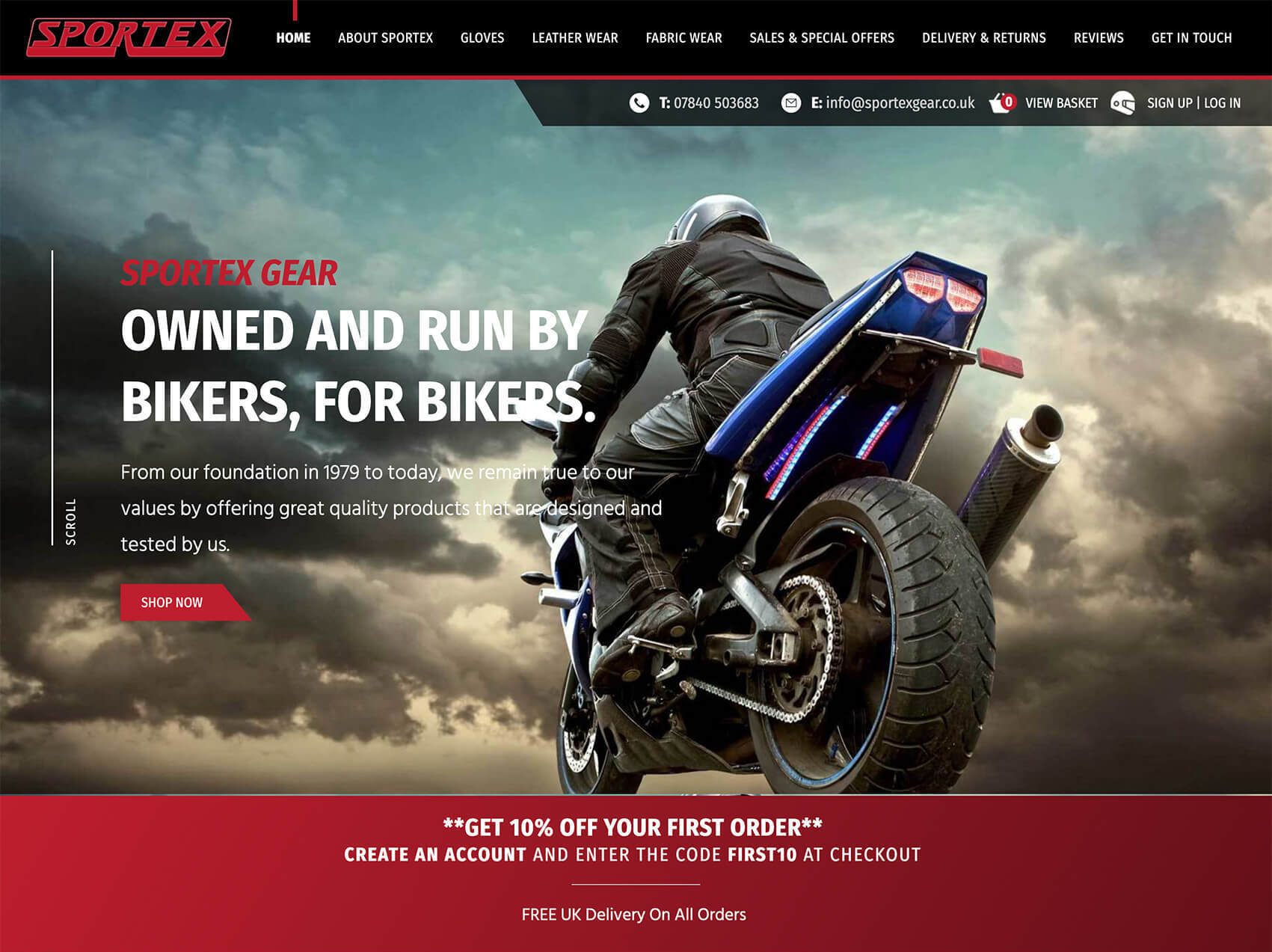 Sportex Gear website screen