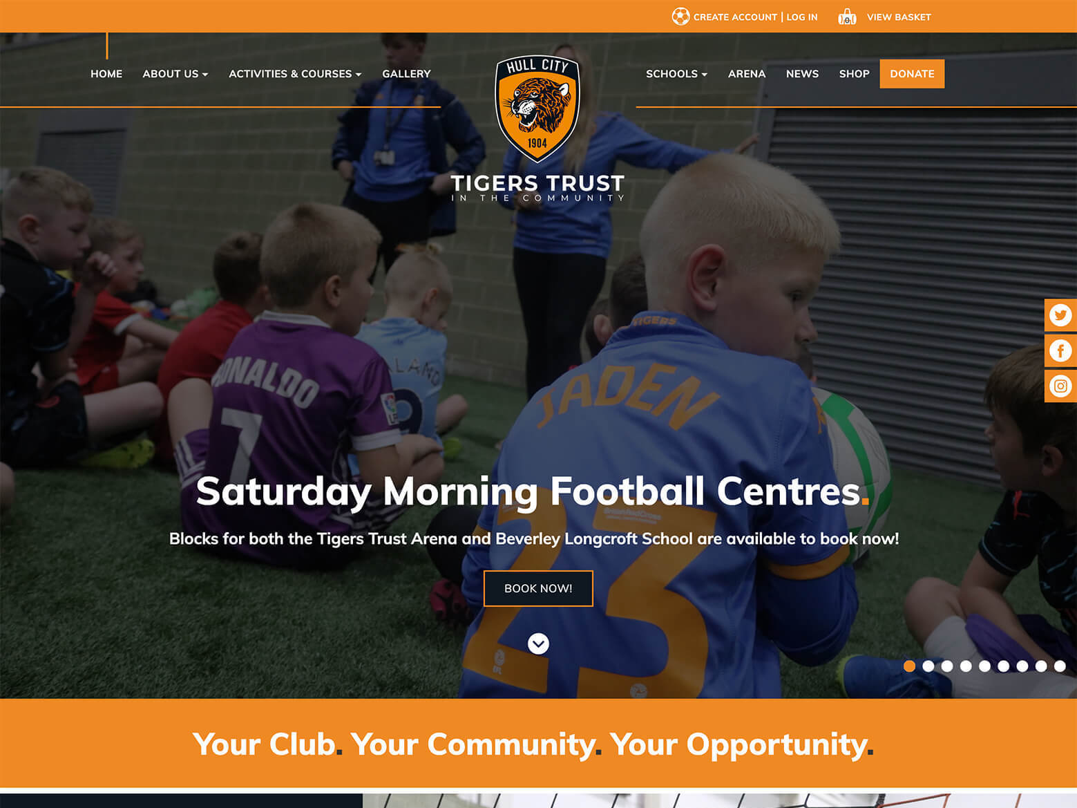 Tigers Trust website design