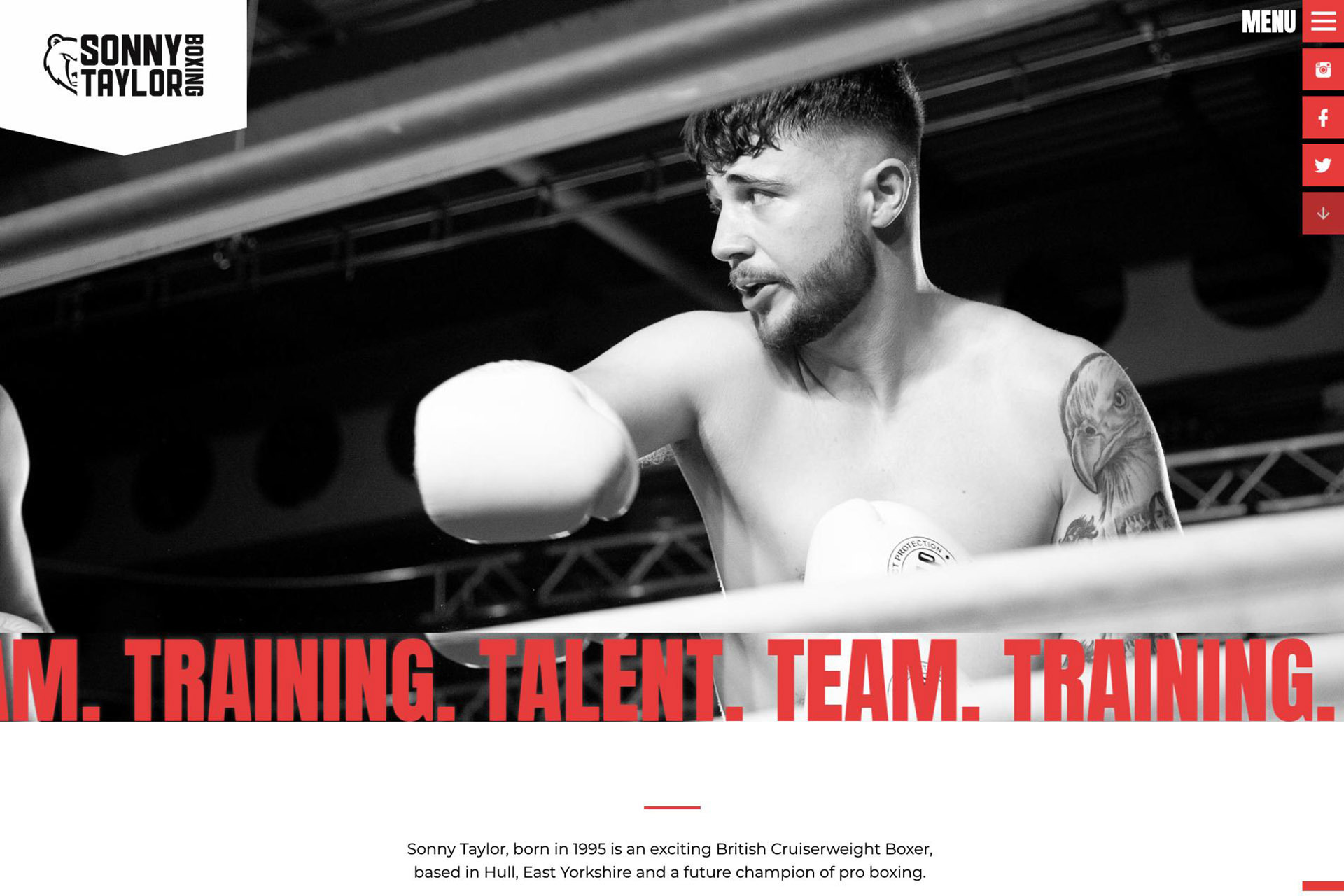 Sonny Taylor Boxing website by it'seeze web design hull