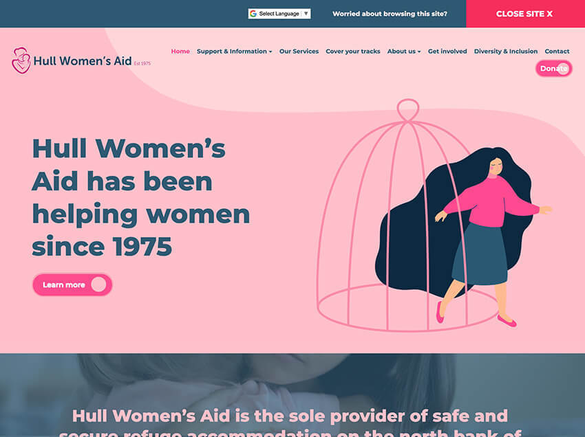 Hull Womens Aid it'seeze Hull website screen