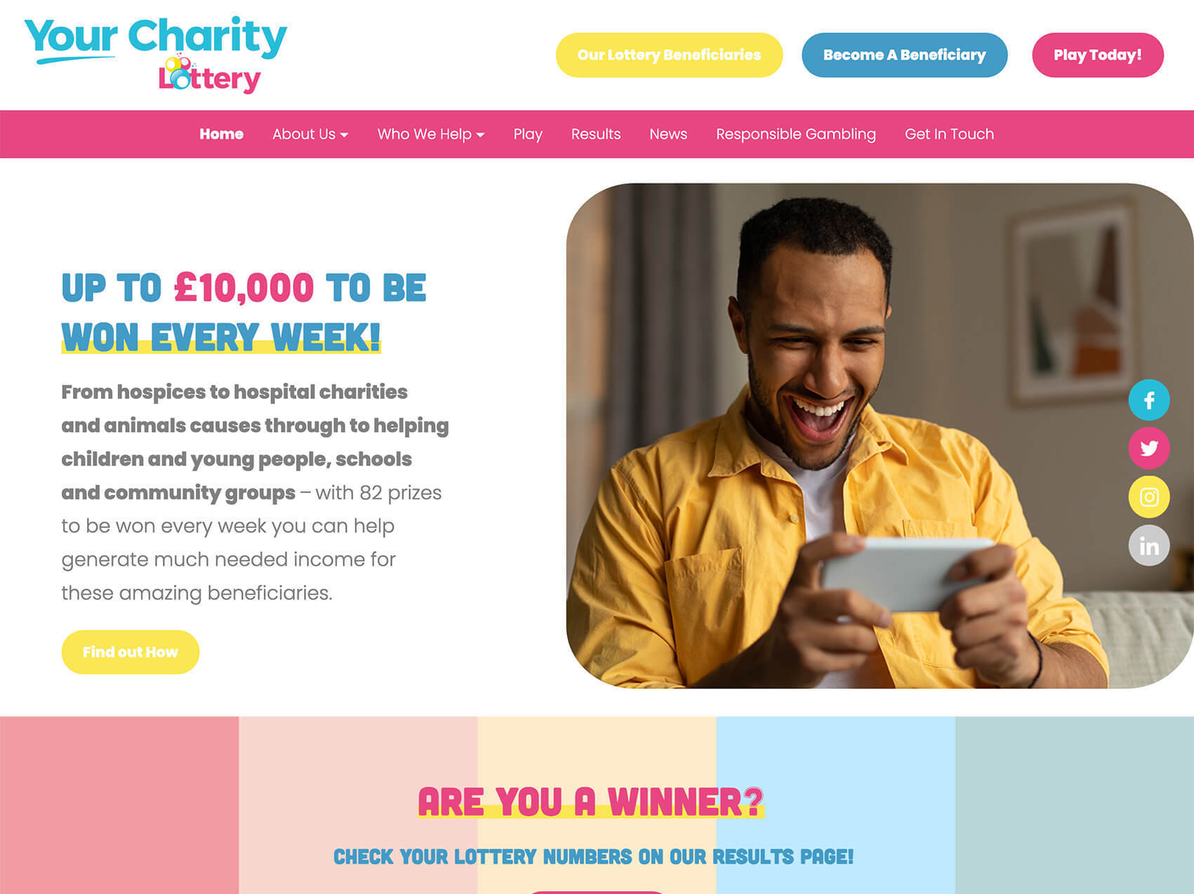 Your Charity Lottery Website Screen