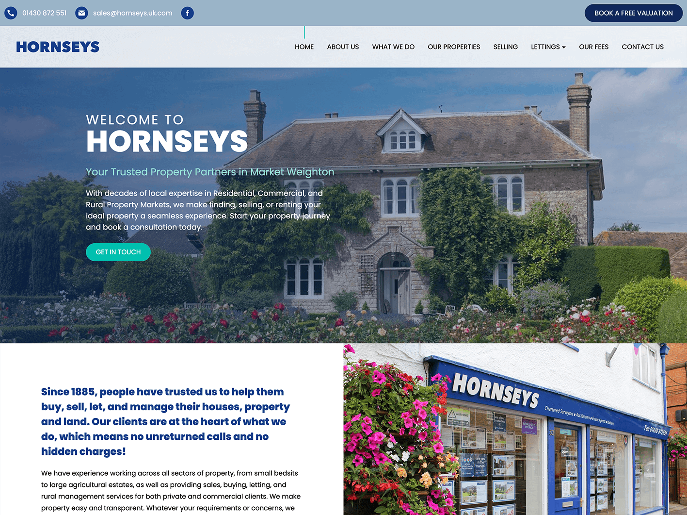 Hornseys Estate Agents Website Screen