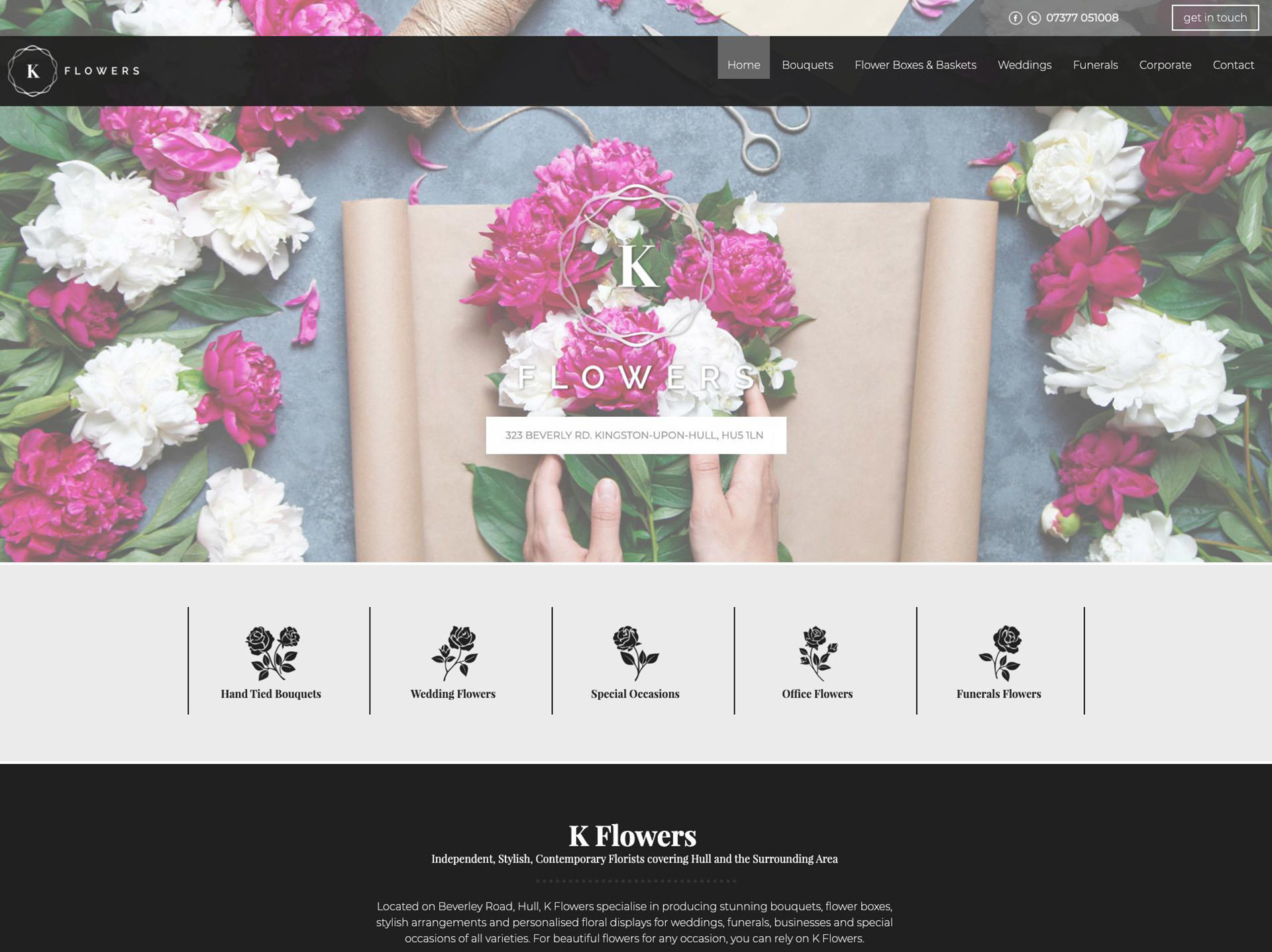 K Flowers Florist web design by it'seeze websites Hull