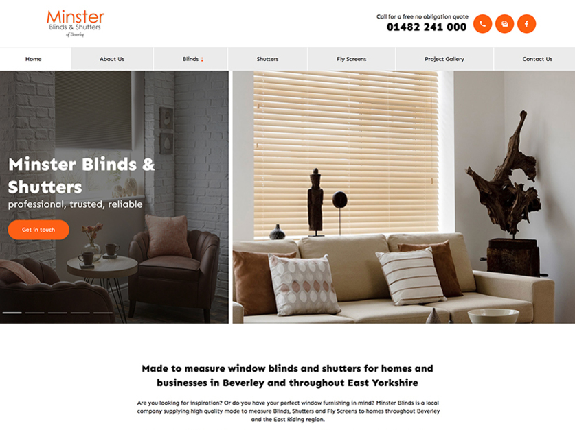 Minster Blinds web design by it'seeze websites Hull