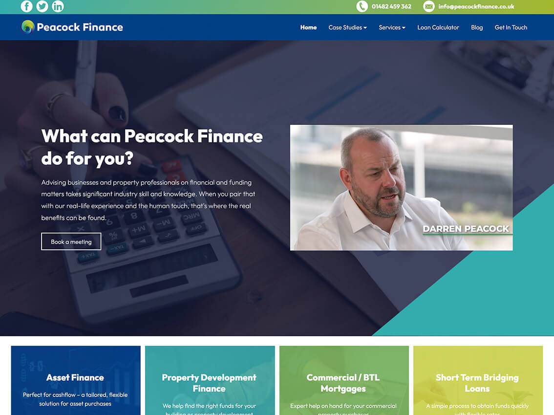 Peacock Finance itseeze hull website screen